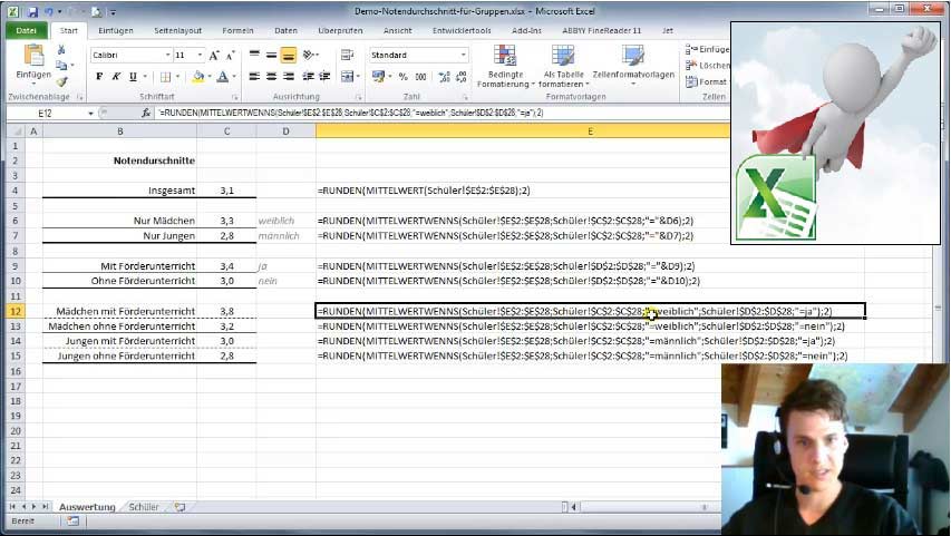 Dr. Benjamin Erhardt: Excel® für Lehrer: Notendurchschnitte für Gruppen