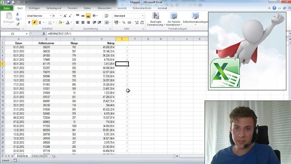 Dr. Benjamin Erhardt: Gestreifte Tabellen durch Zellen einfärben, wenn ... in Excel®